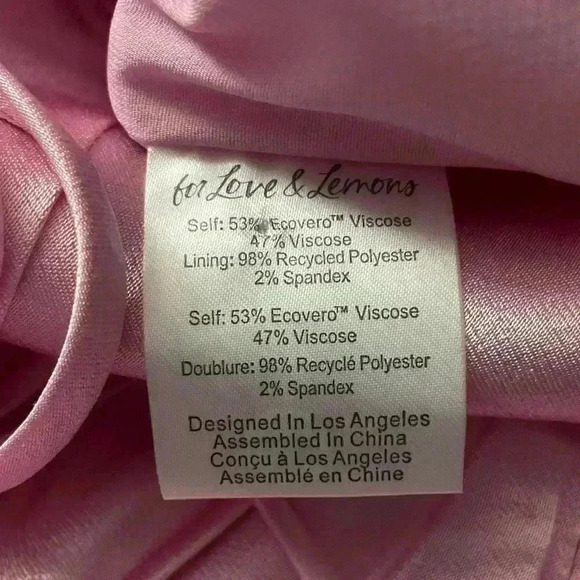 NWOT For Love & Lemons Elora Satin Strappy-Back Mini Pink Dress Size Large - Picture 10 of 12